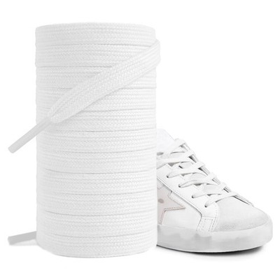 Cotton Shoe Laces for Golden Goose Sneakers 100% Cotton Flat (White 54''/140cm)