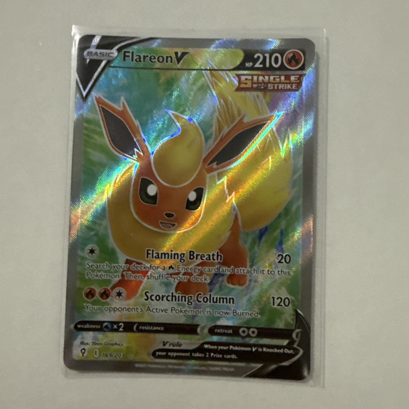 Flareon V - 169/203 - Full Art Ultra Rare Evolving Skies Pokemon TCG NM