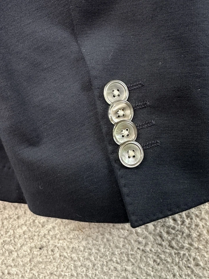 Boss Hugo Boss Blazer 男式 46R 蓝色现代修身意大利球衣夹克弹力 — 第 3/4 张图片