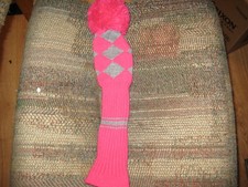 slightly used Scott Edwards Fairway 3 wood Headcover no number Pom Pom Pink/blue slightly used Scott Edwards Fairway 3 wood Headcover no number Pom Pom Pink/blue