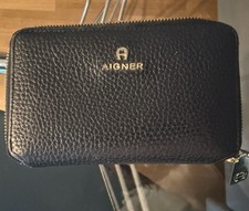 ⭐️AIGNER⭐️Leder Portemonnaie Geldbörse Geldbeutel Schwarz Luxuriös ⭐️NP 285€