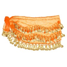 Belly Dance Hip Scarf 57  x 11  , Women's Belly Dance Skirt , Orange
