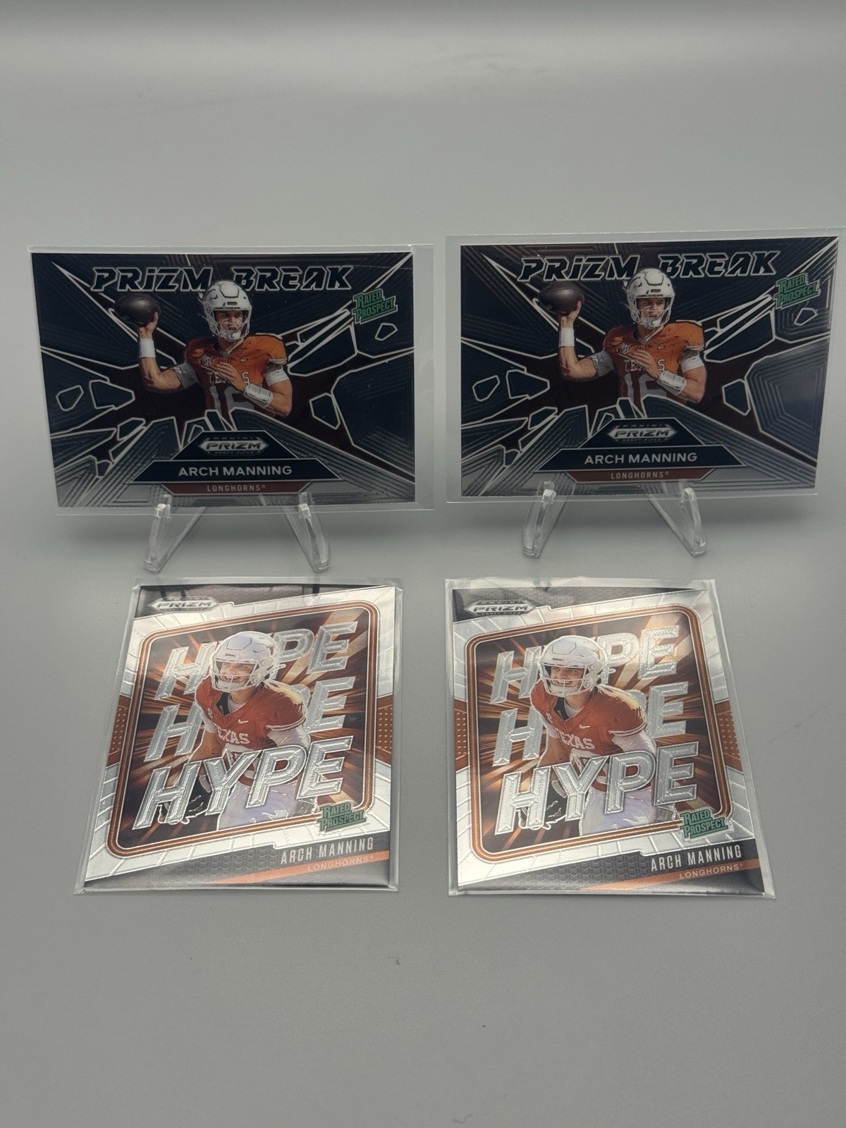 2025 Prizm Draft Picks Arch Manning Base Inserts - Prizm Break/Hype - 4 CARD LOT