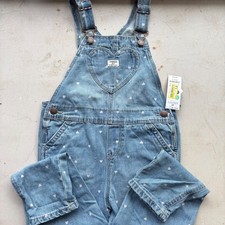 OshKosh Bgosh Girls 3T Heart Print Denim Overalls Light Wash Blue OKT1239B3-SS1