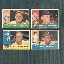 1960 Topps Lot (60) Different.  Roberts, Bunning, Ashburn, Aparicio Etc