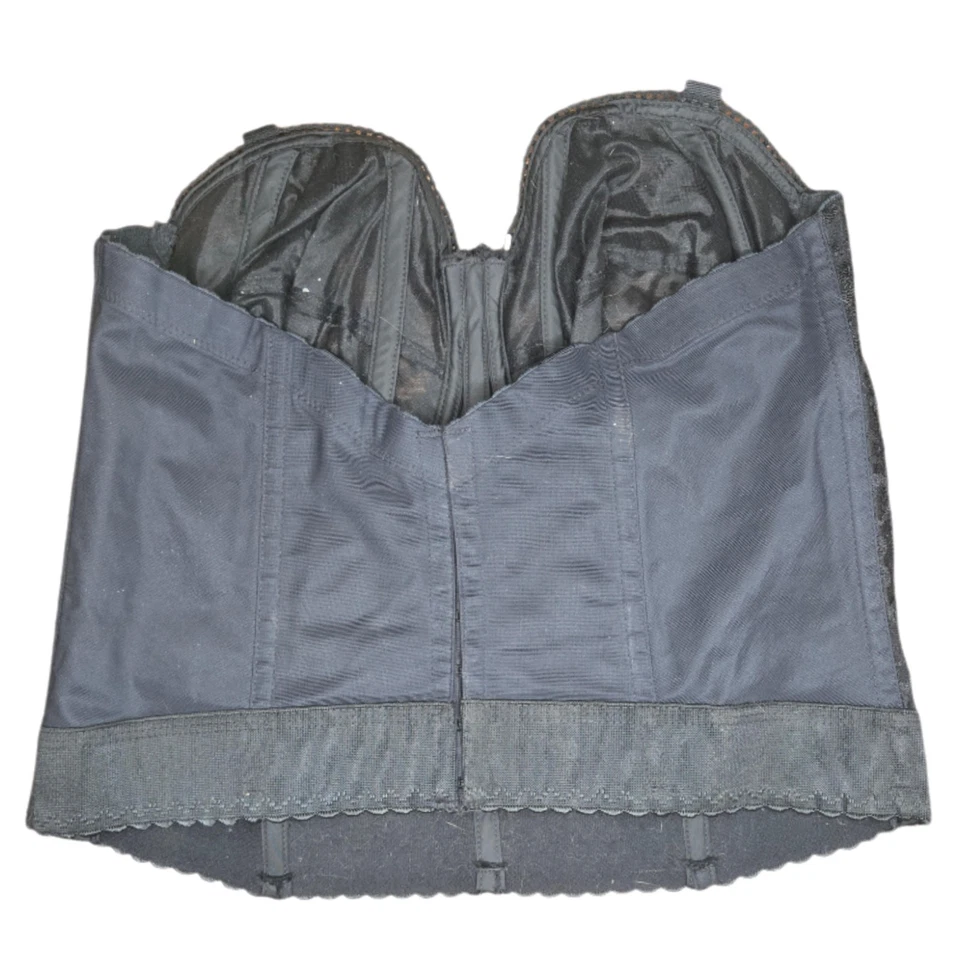 40d Vintage Años 90 Diosa Bustier Negro Encaje Sin Tirantes Sujetador Deshuesado Corsé Lencería  Foto 2 de 4