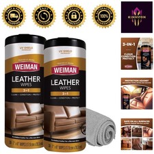 2 Pack Leather Cleaner Wipes for Couches, Shoes  Car Interiors   UV Protection