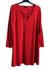 Simply Be red stretchy A-line tunic dress size 24 NWOT, 37.5" Long casual boho