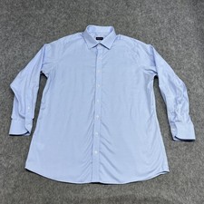 Proper Cloth Shirt Mens 19 Blue Houndstooth Wrinkle Resistant Business Career