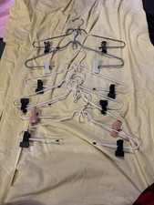 Vintage Lot Of 6 Medal Clothes Hangers With Clips