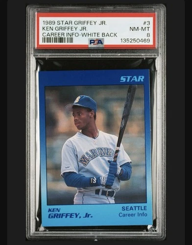 1989 Star Griffey Jr. #3 Ken Griffey Jr. - Career Info - White Back - PSA 8