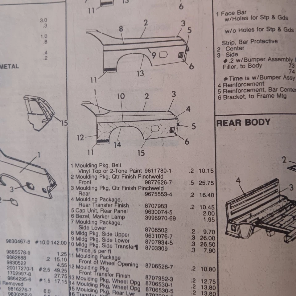 1973 - 77 雪佛兰 EL CAMINO GMC Sprint 原始设备制造商 四分面板 PINCHWELD 模具 — 第 2/4 张图片