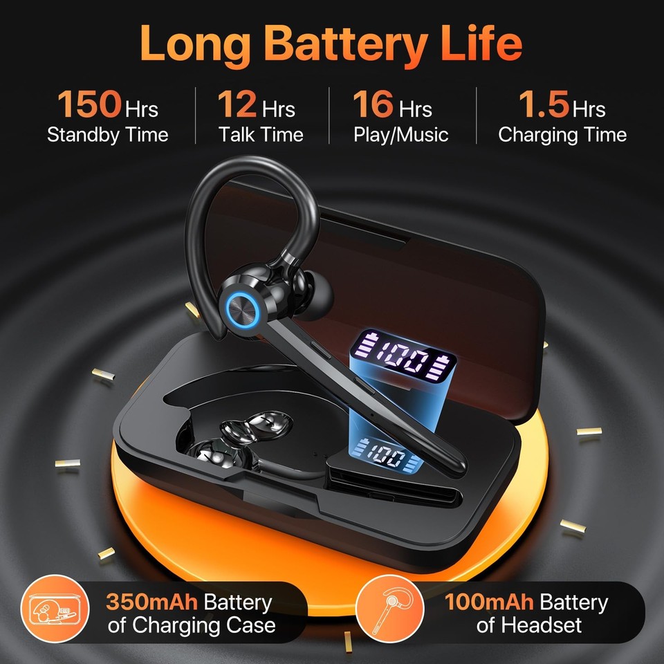 New Bee Bluetooth Earpiece Wireless Handsfree Headset With