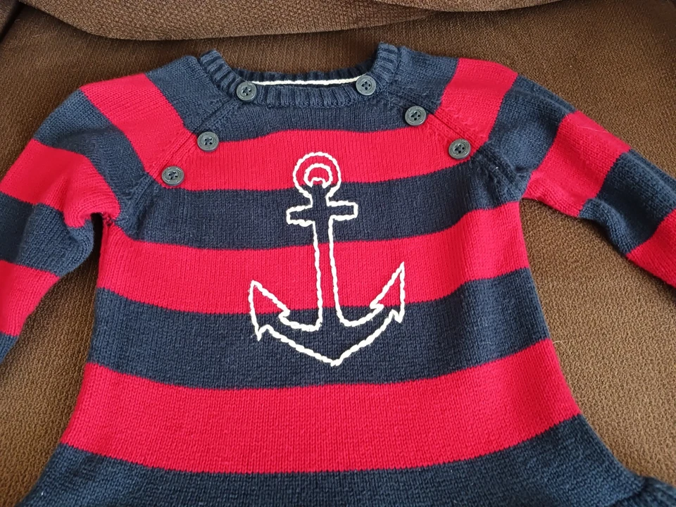 Vestido suéter tejido rojo y azul marino de Nautica, talla 18 meses Nuevo sin etiquetas Foto 2 de 4
