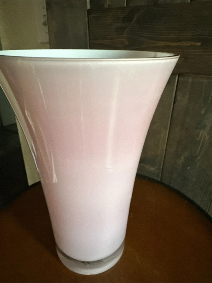 Vaso rosa e branco com caixa e cano transparente 9,5 polegadas de altura - Imagem 2 de 4