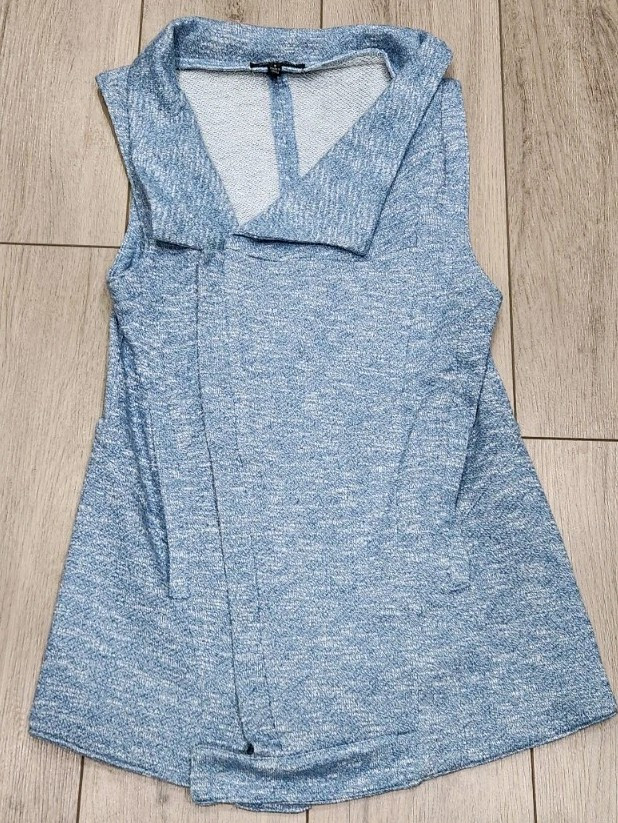 Womens Vest FOR CYNTHIA Blue Sleeveless Zip Top Shirt Jacket Size Small