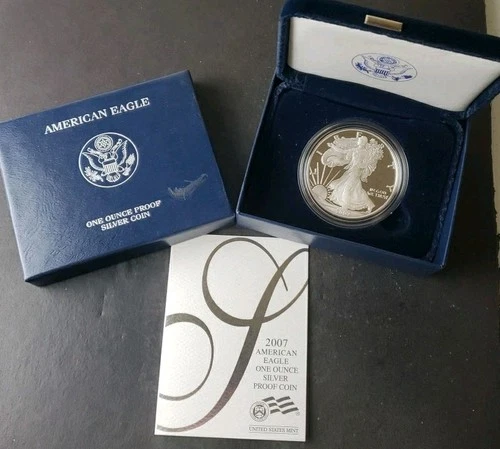 2007 W Proof $1 American Silver Eagle Dollar