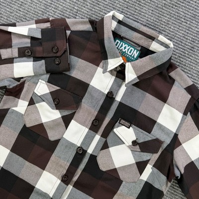 Dixxon Flannel Co Capistrano Brown Plaid D-Tech Button Down Shirt Mens Medium