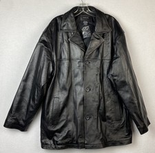 Men's Very Black Leather Jacket Size Large George Quilt Lining EXCELLENT NWOT
