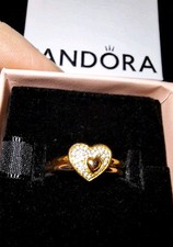 Pandora Rose Gold Puzzle Heart Ring Stacker 52 & 54. ALE MET. 