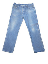 Wrangler Denim Blue Jeans Men's Size 38x31 Straight Leg Light Wash 96501DS Chore