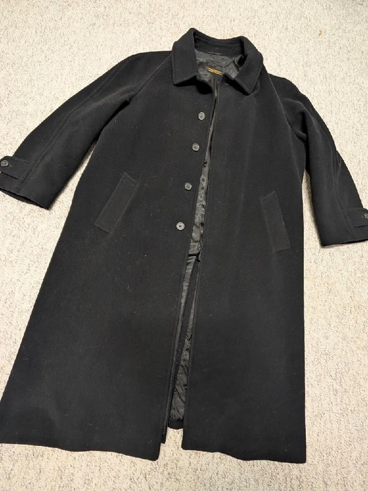 vintage ITALY made BROOKS BROTHERS overcoat 50L black WOOL thick 2XL jacket - Image 3 of 4