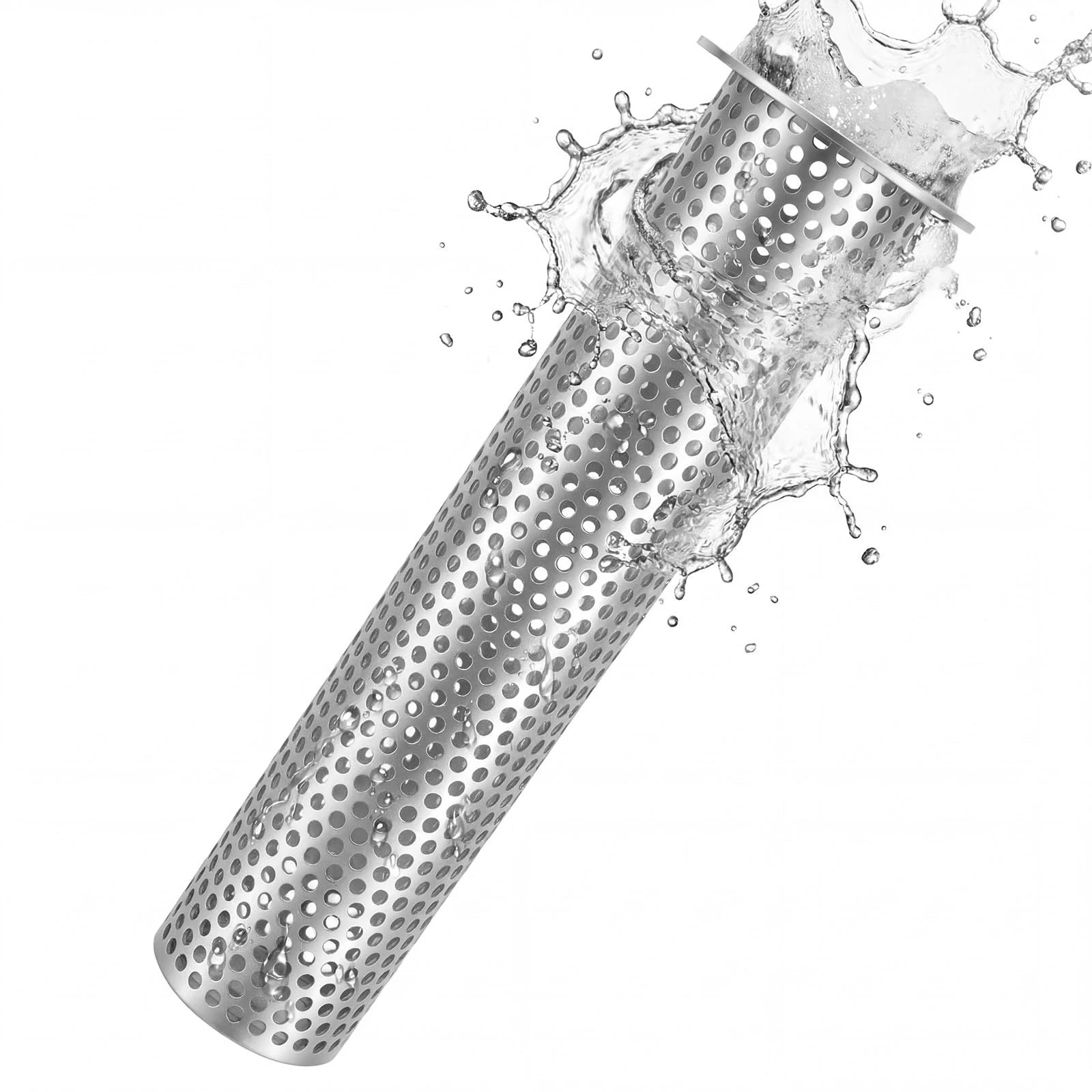 2" Diameter Commercial Floor Drain Strainer 8" Tall Perforated Cylindrical Me...