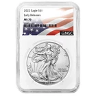 2022 $1 American Silver Eagle NGC MS70 ER Flag Label