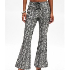 NWT Urban Outfitters Ecote Monty Snakeskin Lace Up Bootcut Flare Pants Womens XL