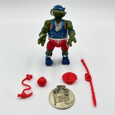 Vtg 1992 TMNT Turtle Games Track N Field Leo Action Figure USA Olympic COMPLETE