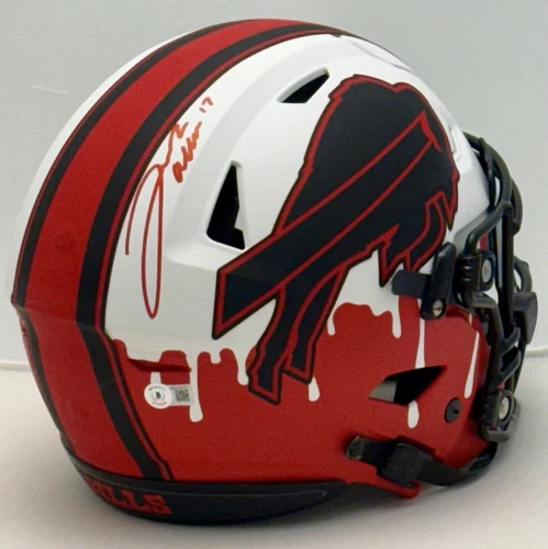 Josh Allen Signed Buffalo Bills Custom Painted Drip SpeedFlex Helmet - Beckett