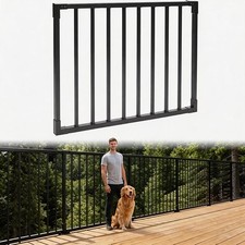 4ft W x 32in Wrought Iron Deck Gate Heavy-Duty Security Gate, Cuttable Outdoor