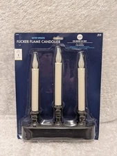 Battery Operated Flicker Flame Candolier Led Timer Warm White - New!  Christmas 