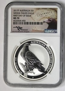 2017-P Australia Wedge Tailed Eagle NGC MS70 Mercanti Signed FIRST DAY OF ISSUE!