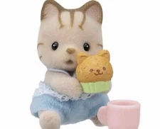 Sylvanian Families / Calico Critters Striped Cat Baby & Muffin and Mug