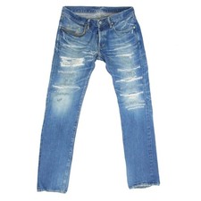 HYSTERIC GLAMOUR 0222AP05 VSR Studded Crash Denim Pants Indigo Blue Used LIFE-0