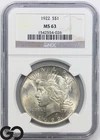 1922 Peace Dollar NGC MS 63 ** Nice Cartwheel Mint Luster!