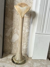 Vintage Polish Art Glass Vase Featuring A Slender Flared Jack-in-the-Pulpit Vase