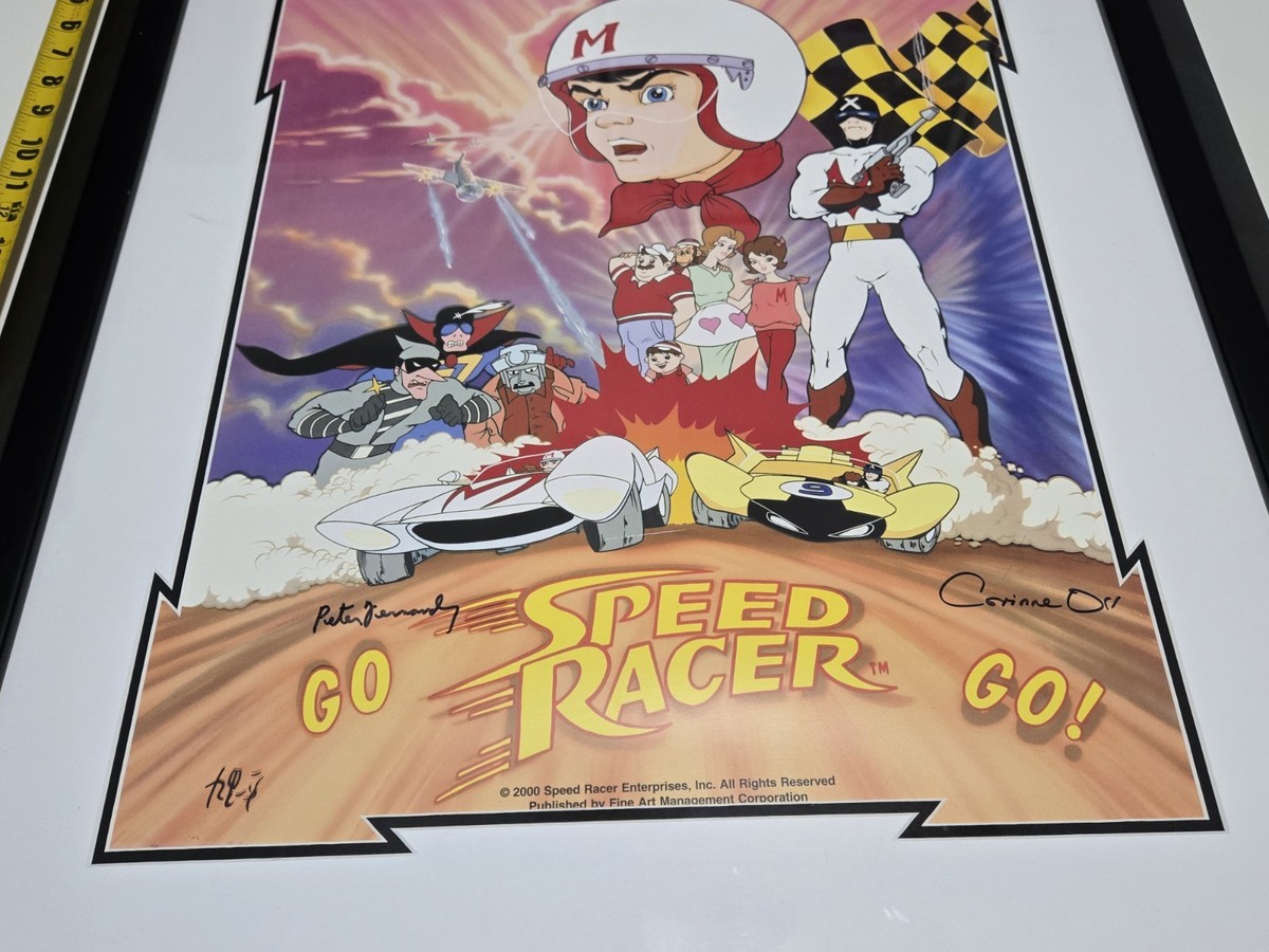 Go Speed Racer Go” Framed Lithograph Signed By Peter Fernandez 