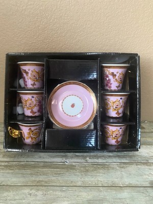 Rutherford Le Jardin De Italy Design Espresso Cup & Saucer Set Pink Gold inBox