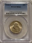 1935 S Washington Silver Quarter PCGS MS62 Tougher Date Washington
