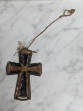 Vintage Enamel Cross Ornament Hanging