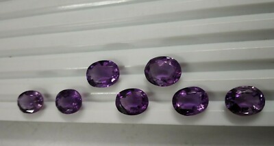 Amethyst Cut Stone Oval Shape 7 Piece Free Size 21 Cts App. Natural Gemstone