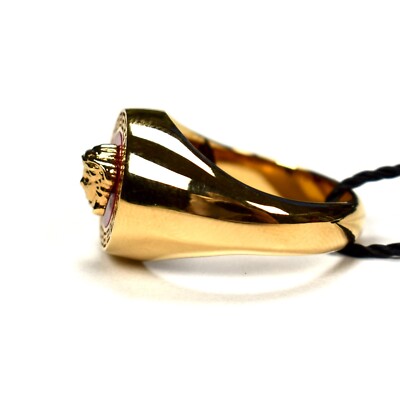 NWT $350 VERSACE Gold Red Medusa Logo Ring 19 IT 8 US Men's