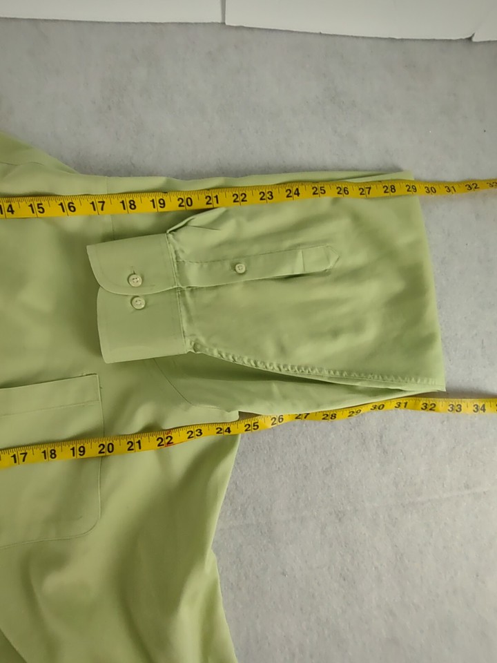 Izod Men's Wrinkle Free Lime Green Cotton Blend Dress Shirt Size 17 (34