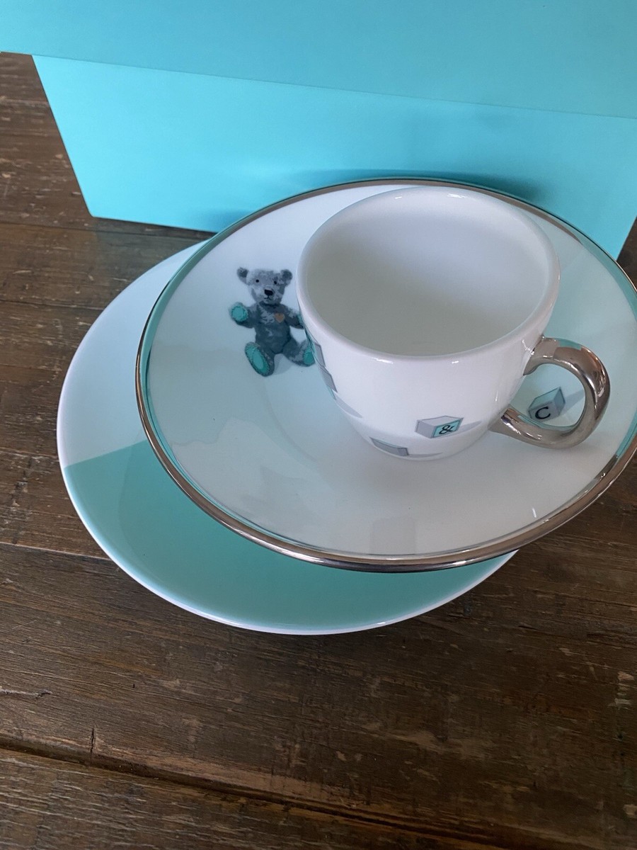 Tiffany & Co. Baby Bear & Blocks 3 Piece Set Cup Bowl Plate