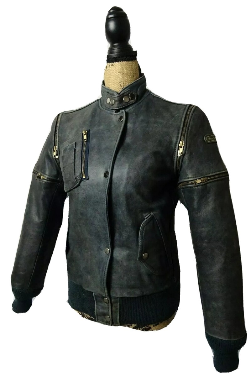 Women's Vintage Hein Gericke Leather Biker Jacket UK10 EU38