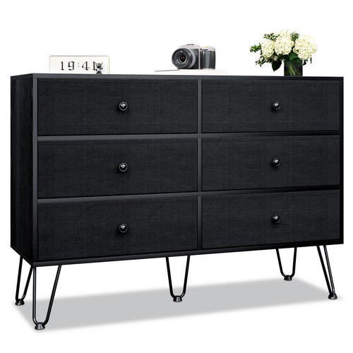 TC-HOMENY Chest of Drawers Wood Bedroom Clothes 6 Drawer Dresser Storage Cabinet - Picture 14 of 20
