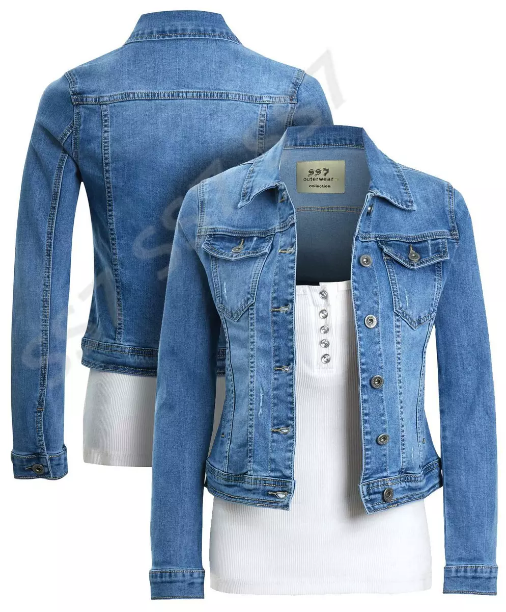 Long fitted denim jacket sale