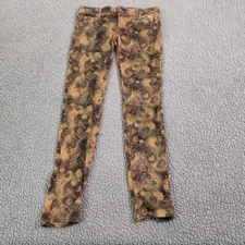 Almost Famous Jeggings Caramel Floral Size 5 Soft Stretch Button Zip